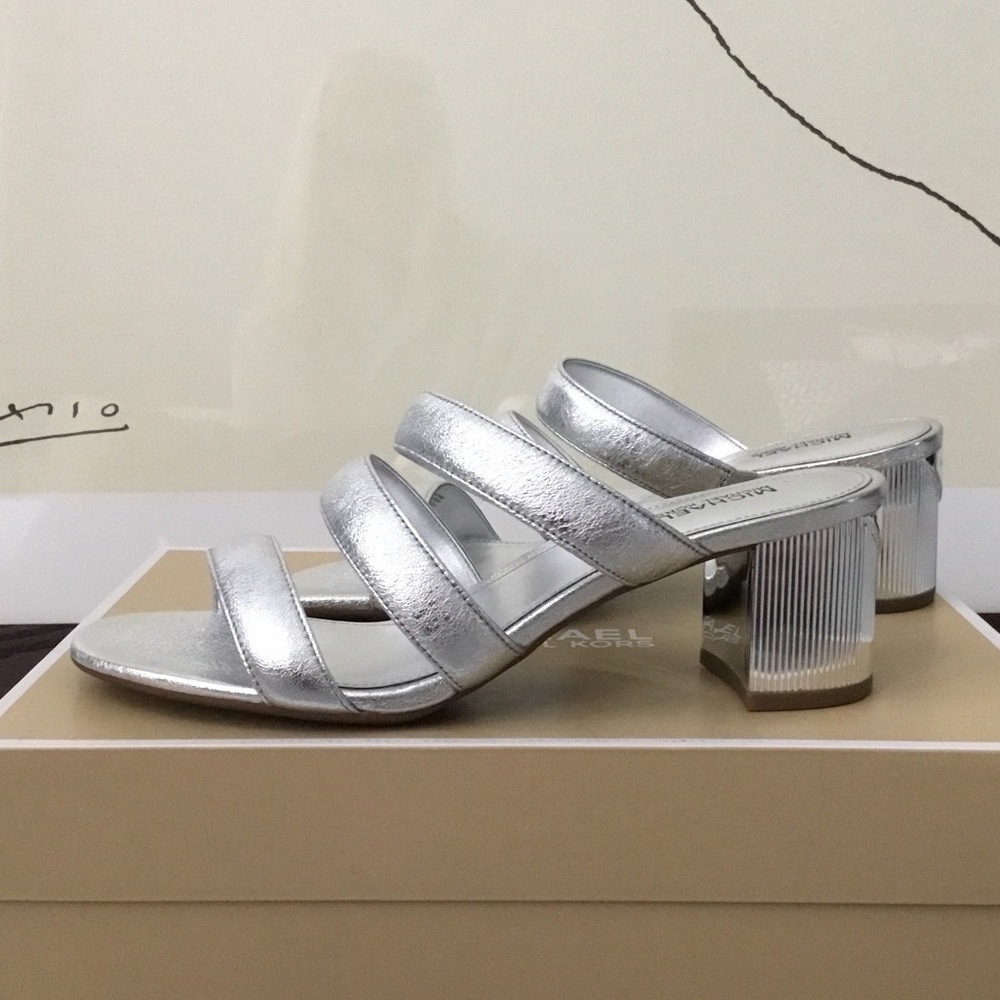 Michael Kors Paloma silver metallic mules - Picture 12 of 13